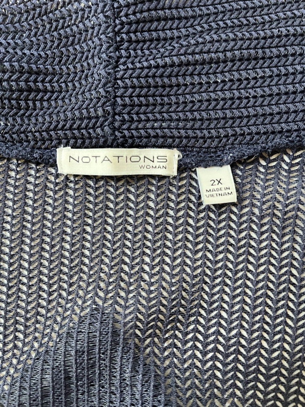 Notations Navy Open-Front Long Open Knit Cardigan - Picture 4 of 11